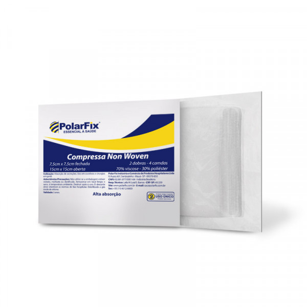 COMPRESSA CIRURGICA NON WOVEN ESTÉRIL 7,5X7,5 S/RX C/5 UNIDADES -POLAR FIX -F08076